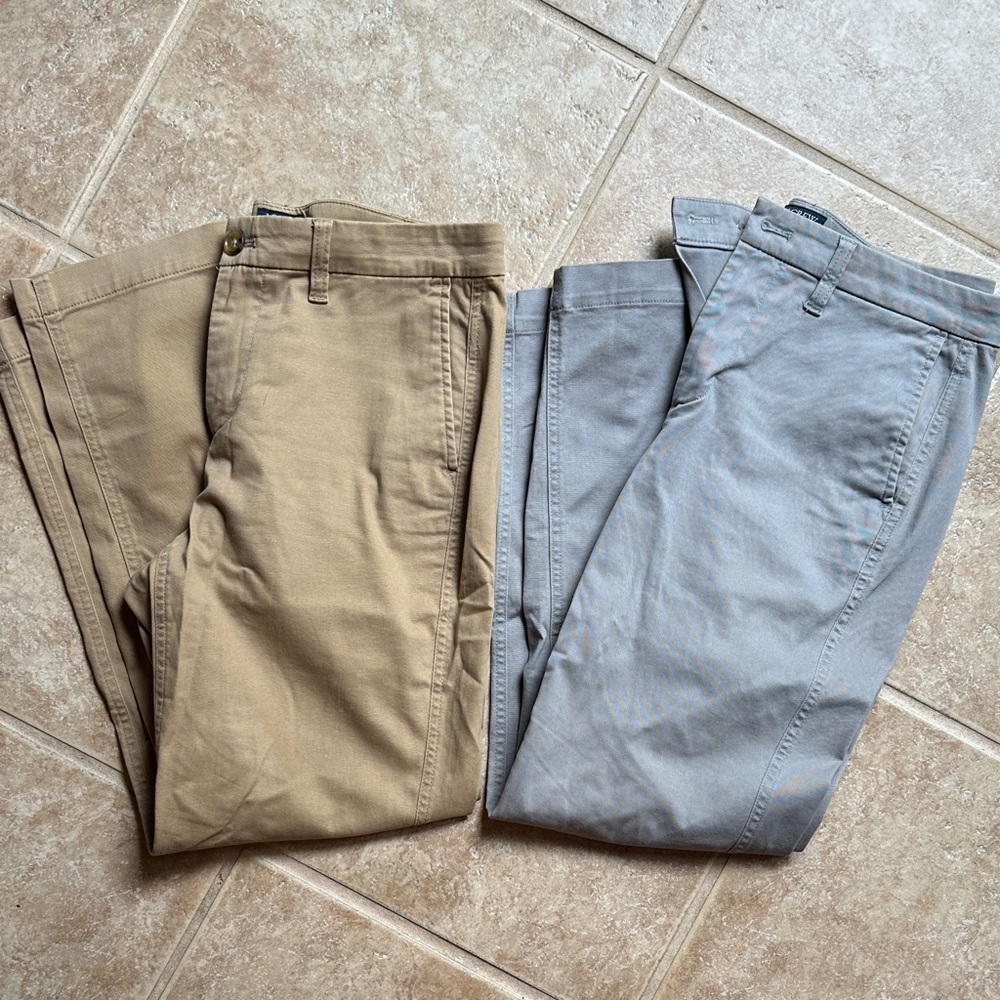 J. Crew Men's Khaki and Gray Chinos